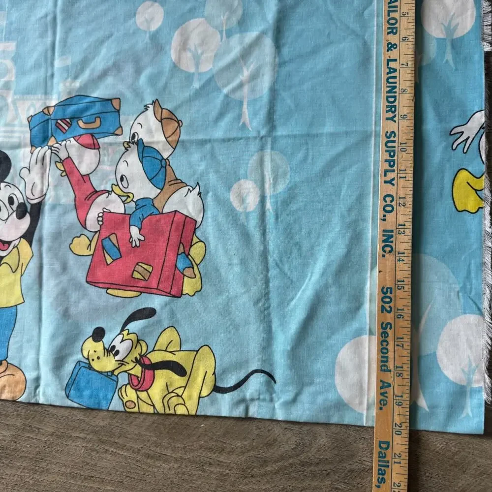 Vintage Disney 70s Mickey Mouse Frontierland Blue Pillowcase Knight Princess